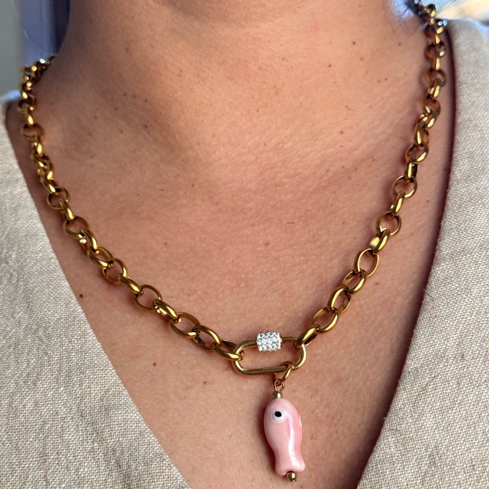Gold Cat Charm Necklace - Picture 4 of 5